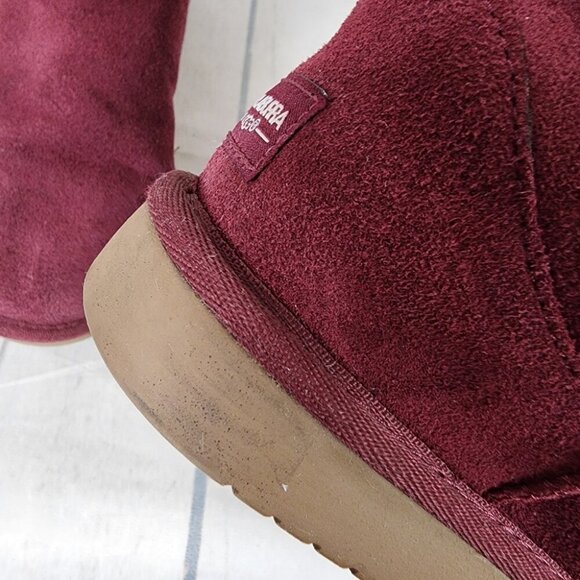 UGG Koolaburra Suede Leather Shearling Fur Lined Winter Boots Cranberry Size 4 - Picture 13 of 15